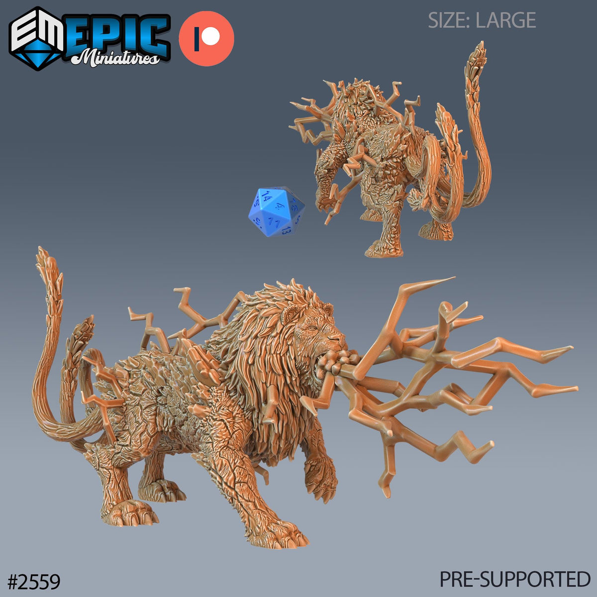 Thunder Lion Option #2559 front DND miniature Forgotten Utopia 16k resin