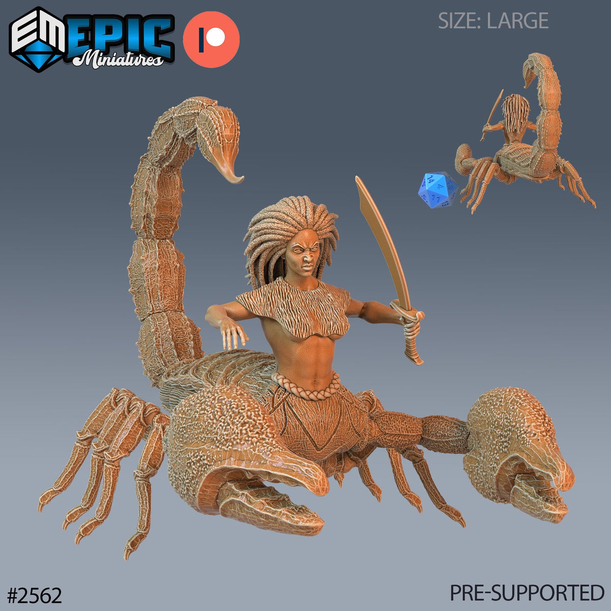 Scorpion Arachne Option #2562 front DND miniature Forgotten Utopia 16k resin