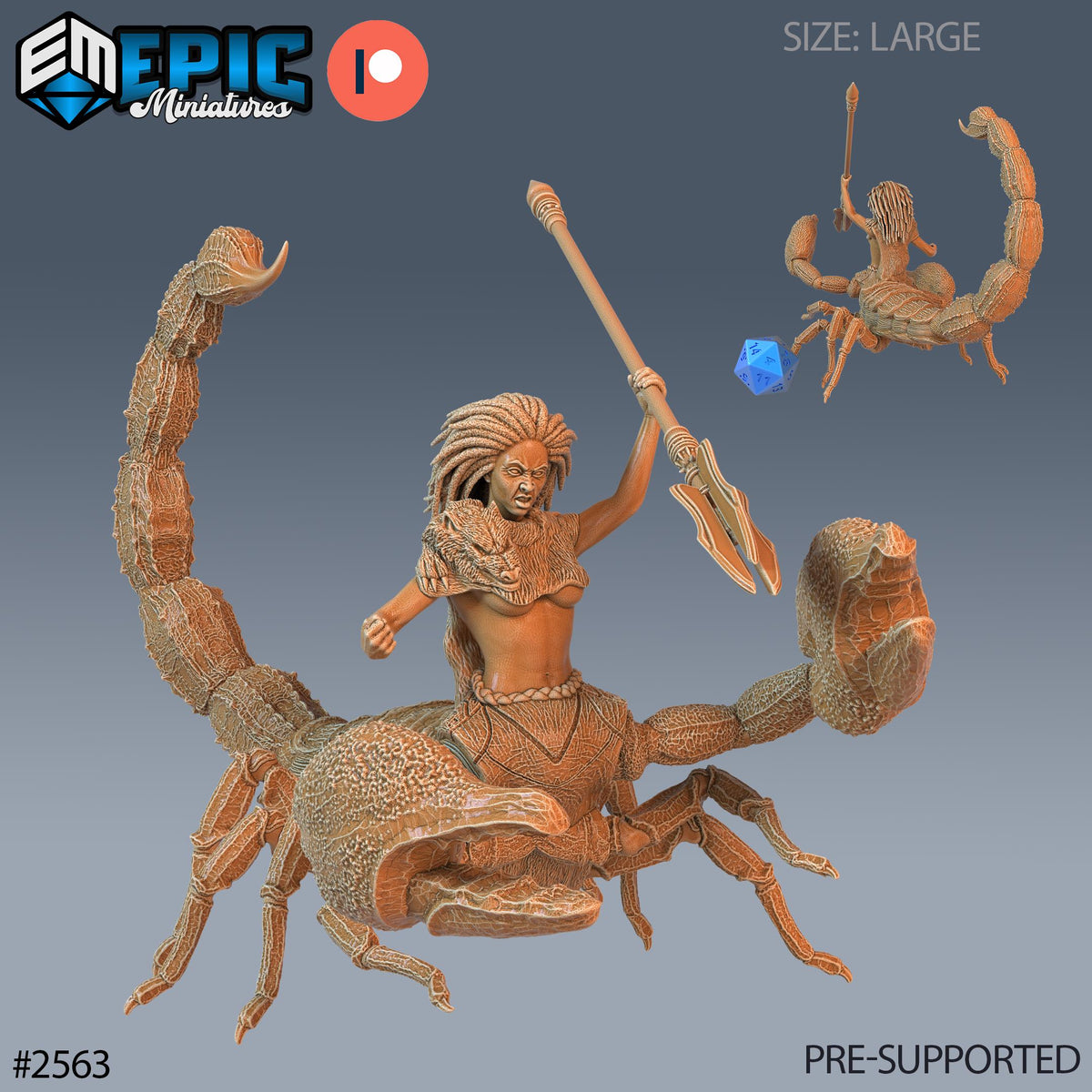 Scorpion Arachne Option #2563 front DND miniature Forgotten Utopia 16k resin