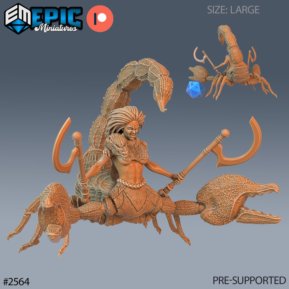 Scorpion Arachne Option #2564 front DND miniature Forgotten Utopia 16k resin