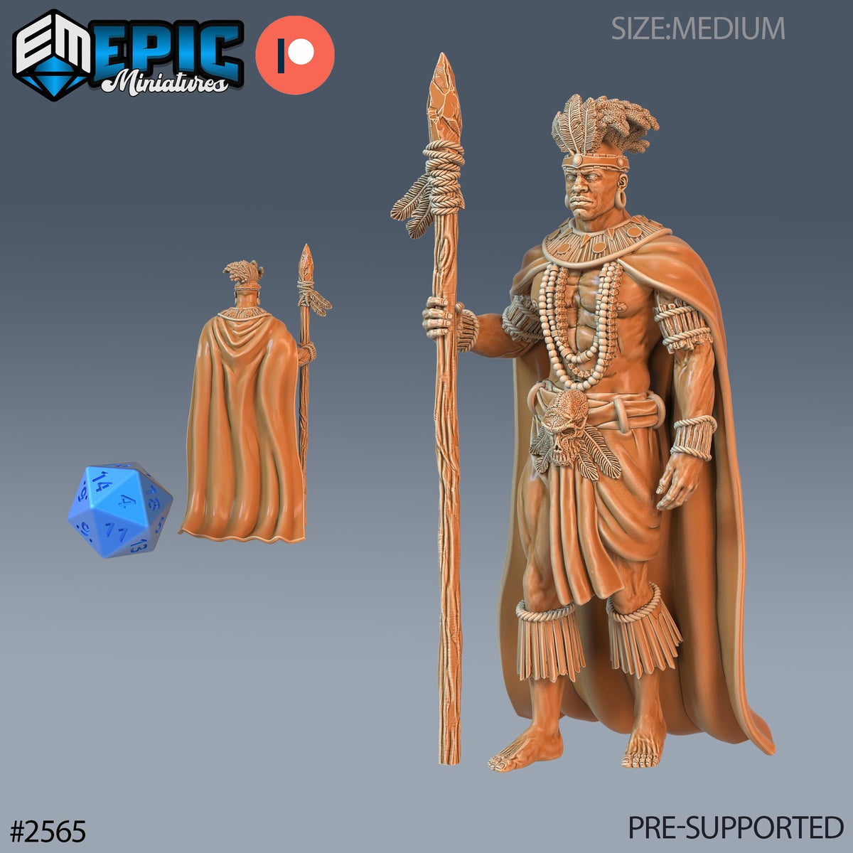 Spear Warrior and Rhino Rider Option #2565 front DND miniature Forgotten Utopia 16k resin