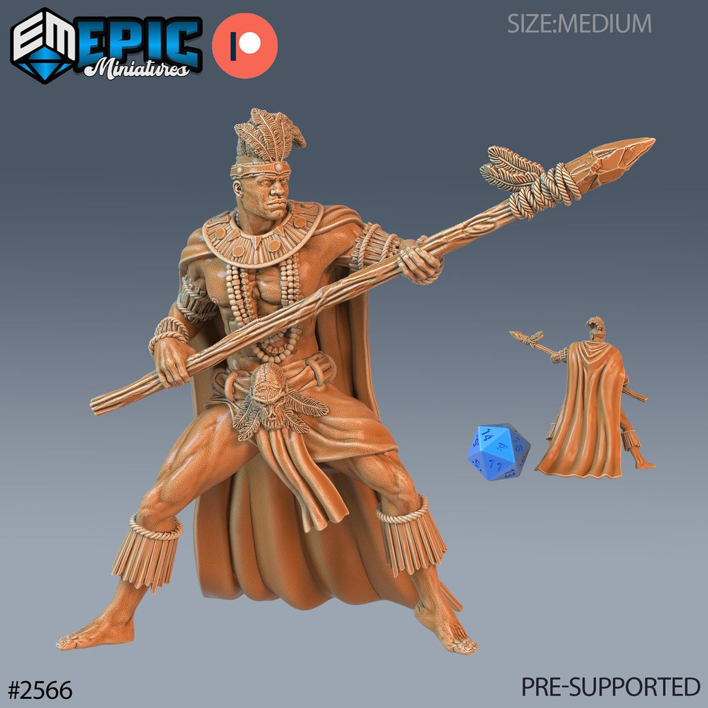 Spear Warrior and Rhino Rider Option #2566 front DND miniature Forgotten Utopia 16k resin