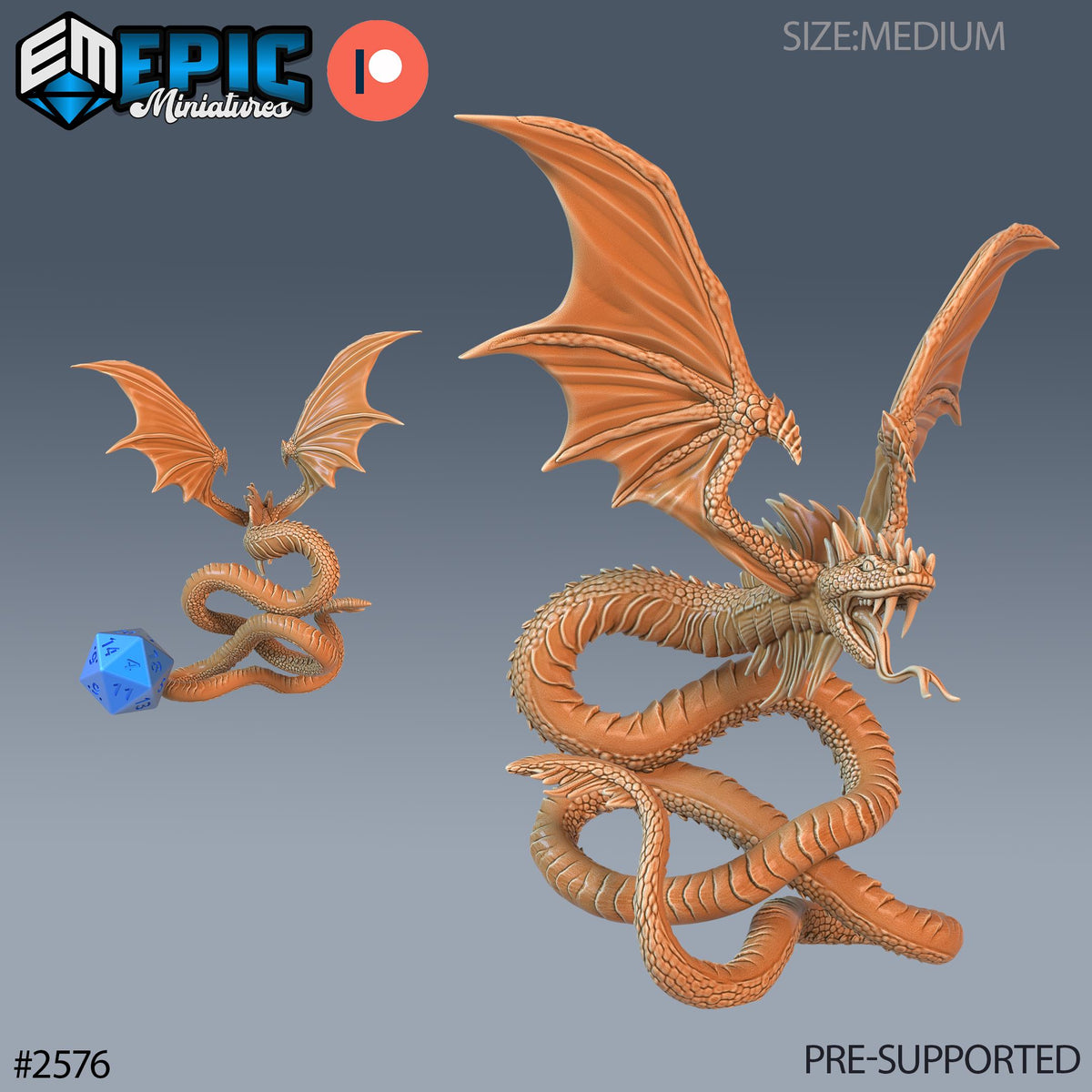 Flying Snake Option #2576 front DND miniature Forgotten Utopia 16k resin