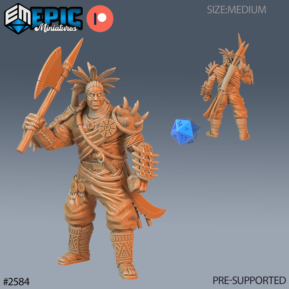 Tribe Champion Option #2584 front DND miniature Forgotten Utopia 16k resin