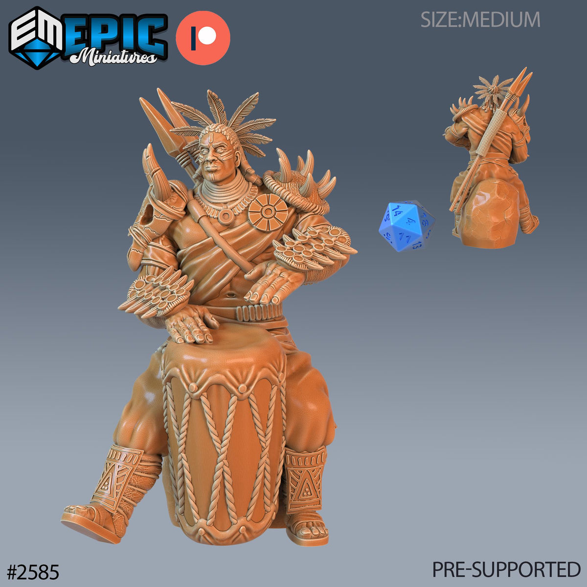 Tribe Champion Option #2585 front DND miniature Forgotten Utopia 16k resin