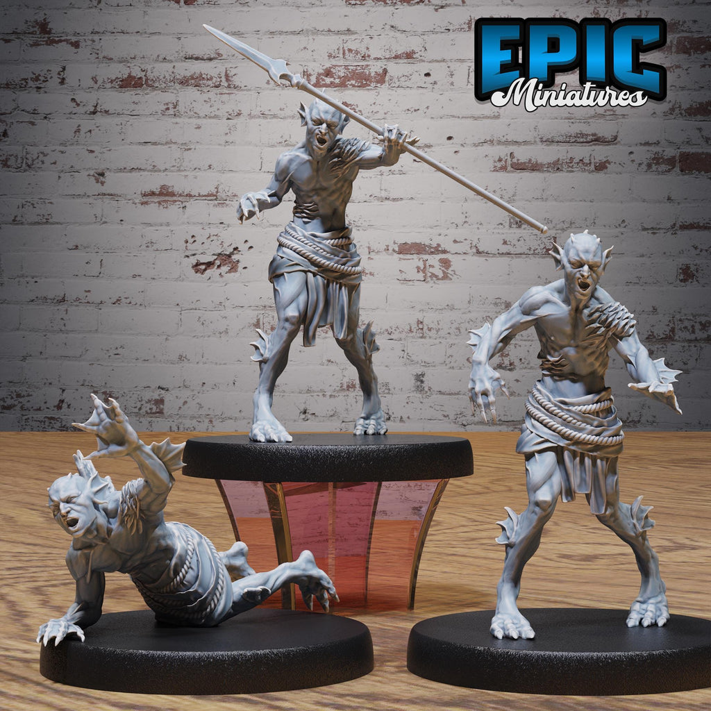 Deep One Spawn Set of 3 DND miniatures group photo Void Incarnate
