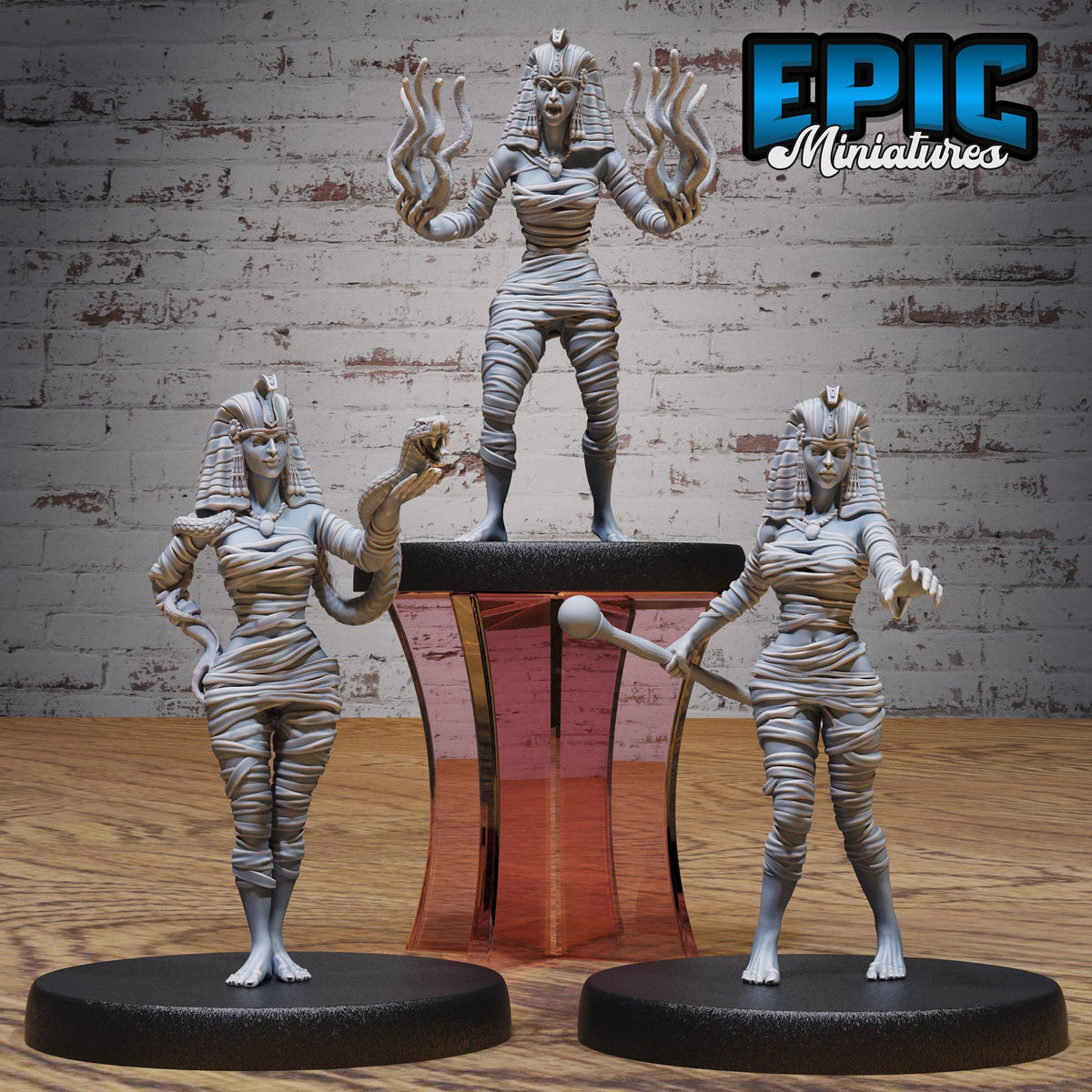Cleopatra Mummy Set of 3 DND miniatures group photo Bone Dry Desert