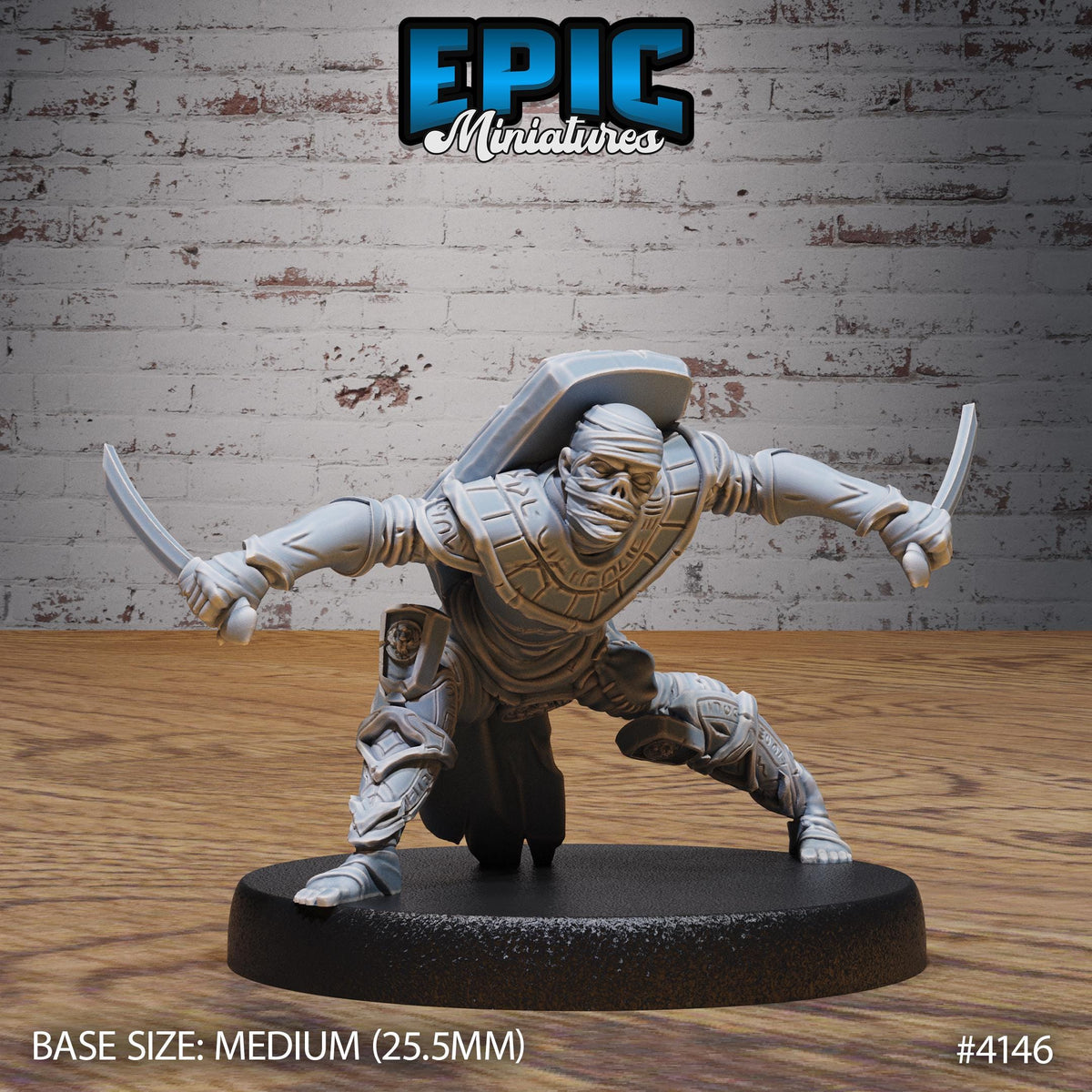 Mummy Warrior Option #4146 front DND miniature Bone Dry Desert 16k resin