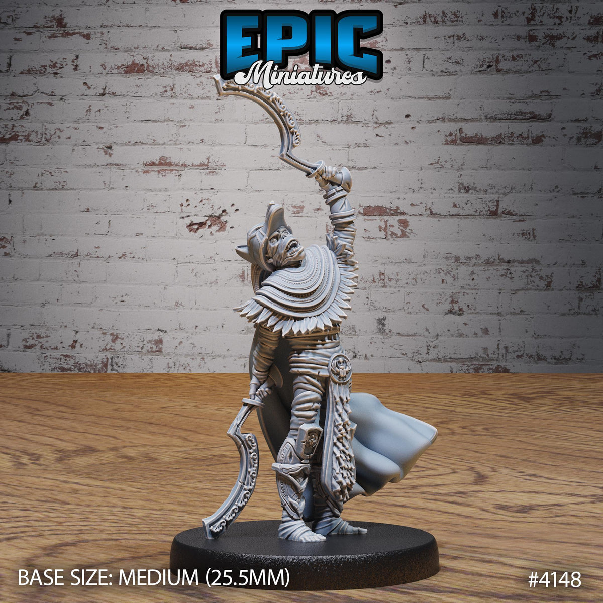 Mummy Warrior Option #4148 front DND miniature Bone Dry Desert 16k resin