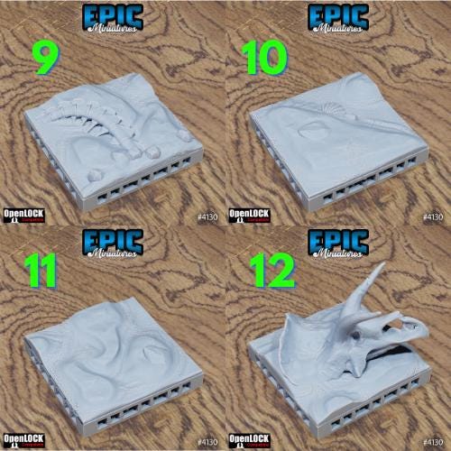 Modular Interlocking Terrain Tiles Set Tile 3 front DND miniature Bone Dry Desert 16k resin