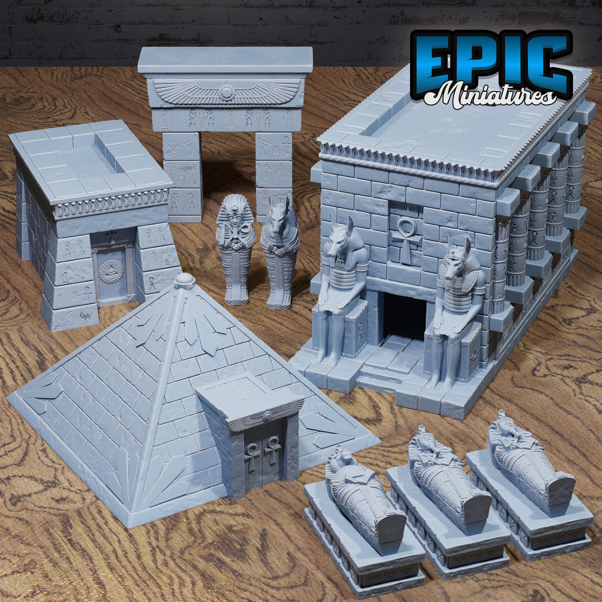 Ancient Egyptian Tombs Set DND miniatures group photo Bone Dry Desert