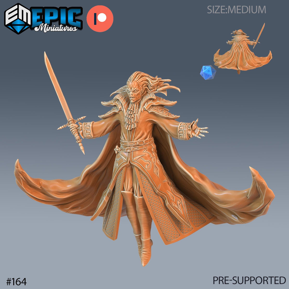 Vampire Lord Option #164 front DND miniature Castle of Terror 16k resin