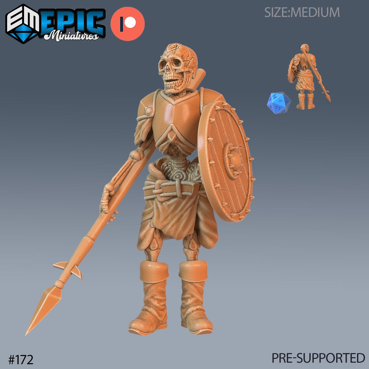 Skeleton Option #172 front DND miniature Castle of Terror 16k resin