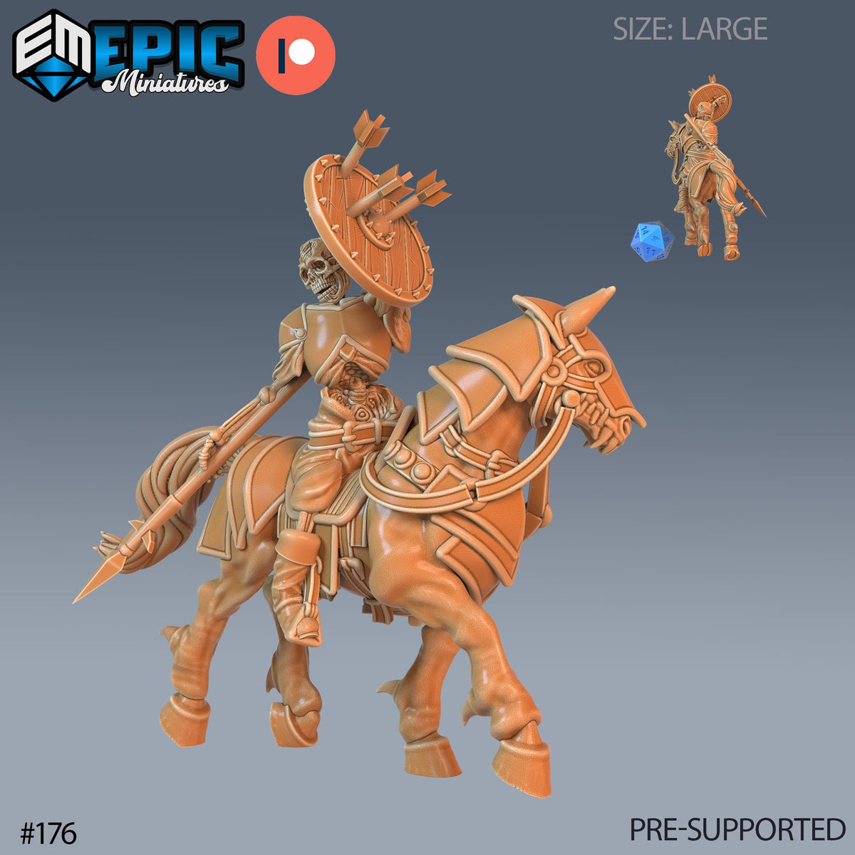 Skeleton Cavalry Option #176 front DND miniature Castle of Terror 16k resin