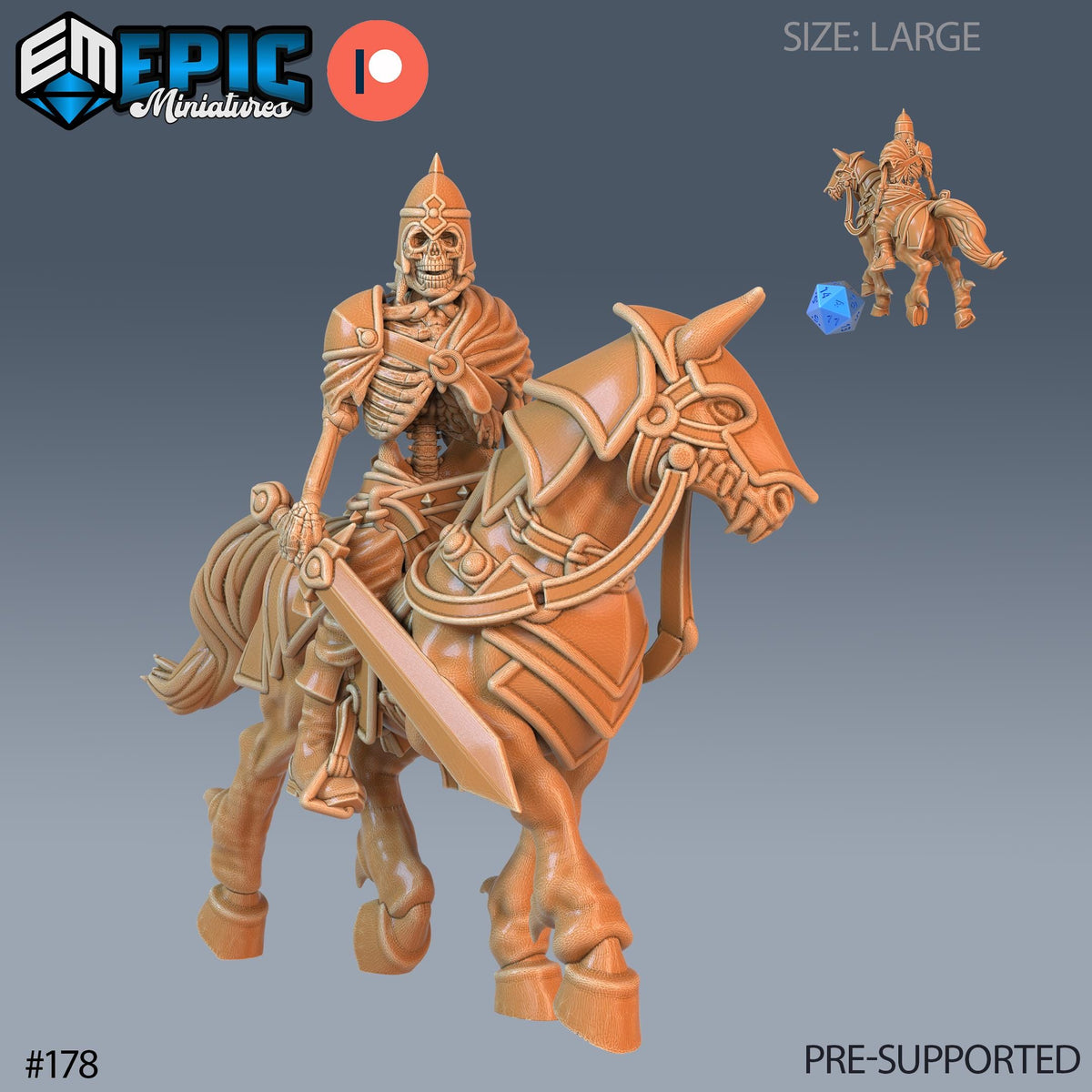Skeleton Cavalry Option #178 front DND miniature Castle of Terror 16k resin