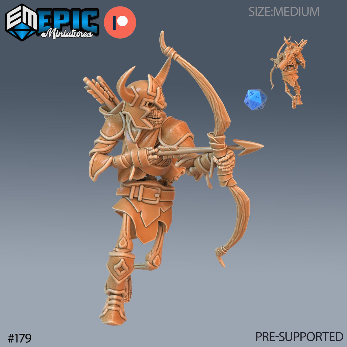 Skeleton Option #179 front DND miniature Castle of Terror 16k resin