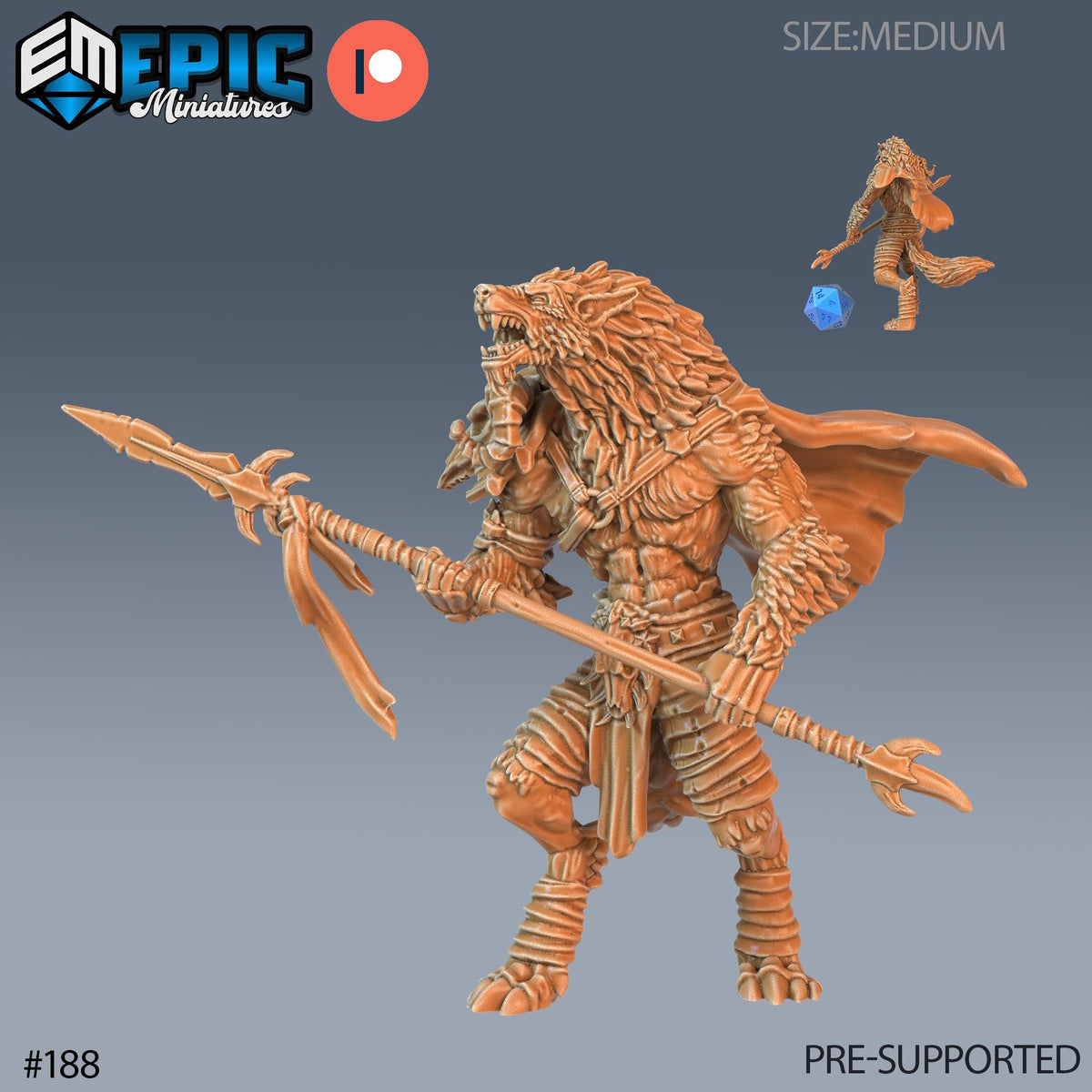 Werewolf Option #189 front DND miniature Castle of Terror 16k resin