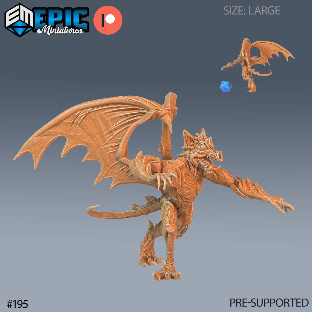 Gargoyle Option #195 front DND miniature Castle of Terror 16k resin