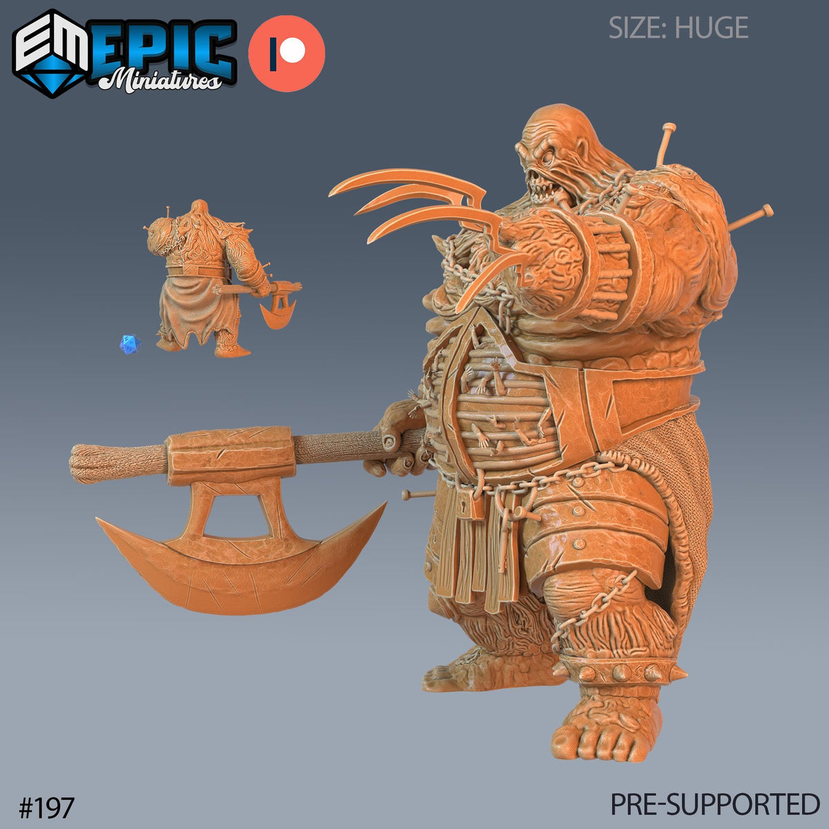 Flesh Golem The Jailer of 2 Option #197 front DND miniature Castle of Terror 16k resin