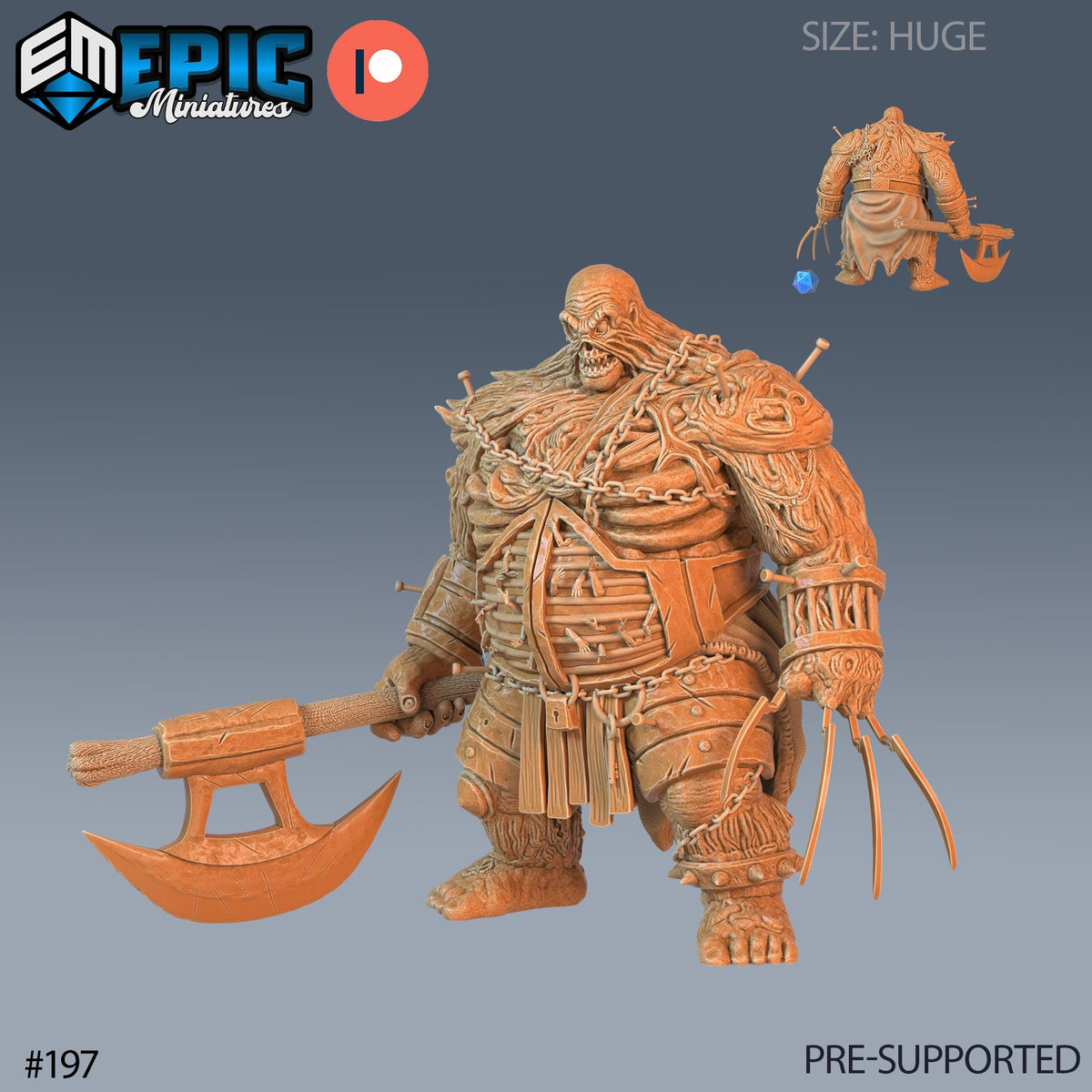 Flesh Golem The Jailer of 2 Option #197 (2) front DND miniature Castle of Terror 16k resin