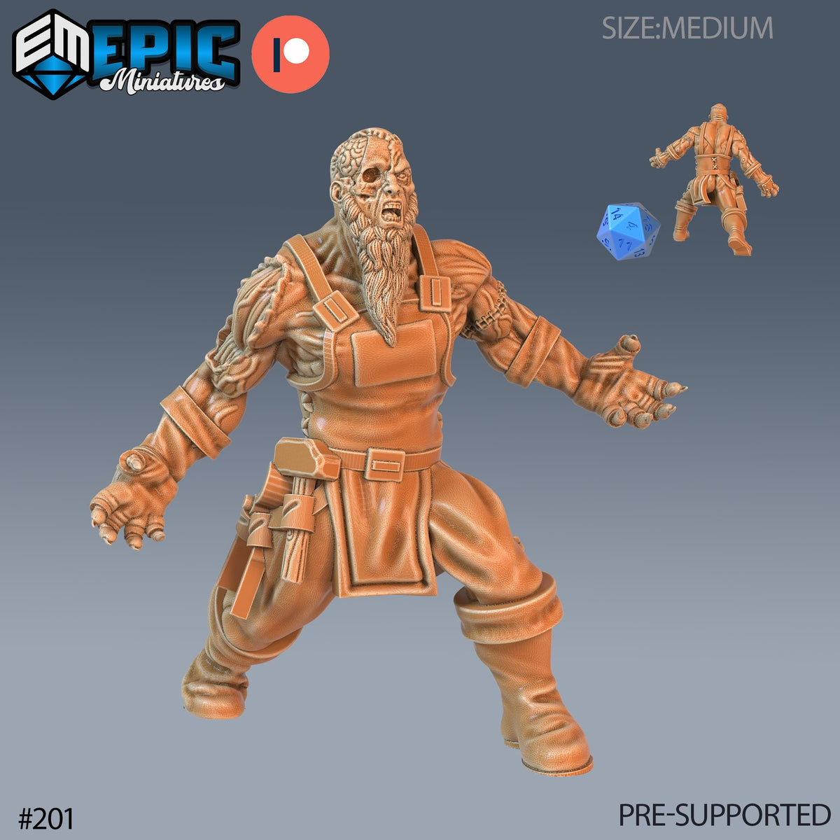 Zombie Option #201 front DND miniature Castle of Terror 16k resin