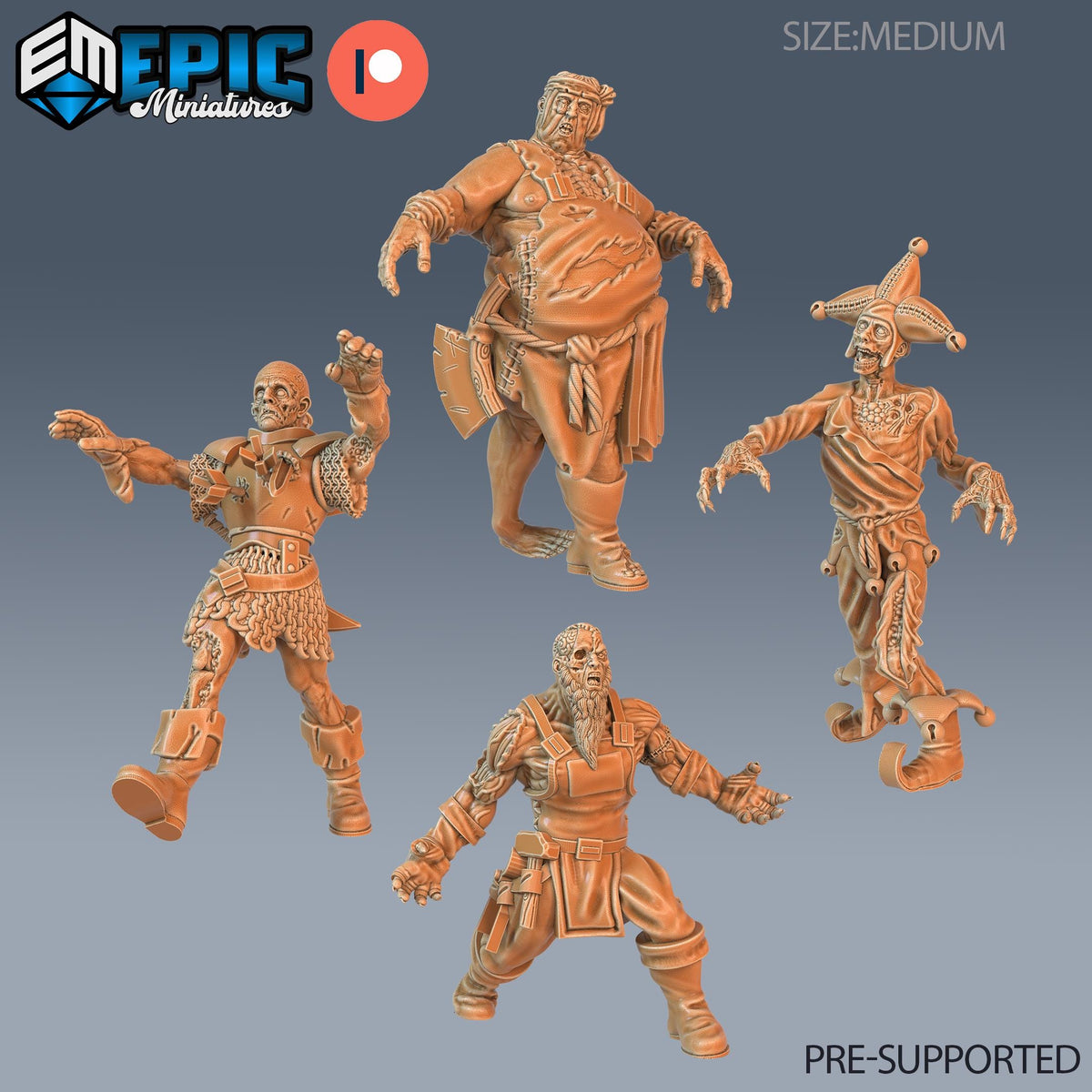 Zombie Set of 4 DND miniatures group photo Castle of Terror