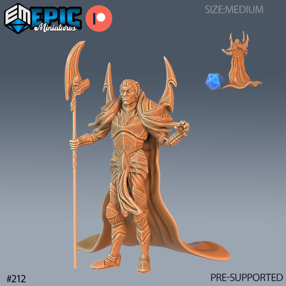 Vampire Warrior Option #212 front DND miniature Castle of Terror 16k resin