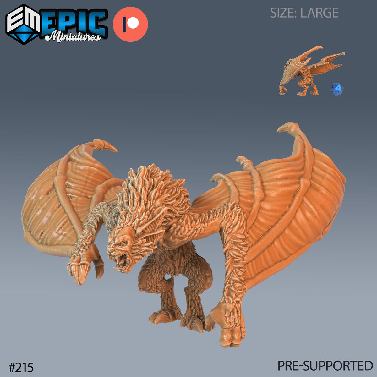 Giant Bat Option #215 front DND miniature Castle of Terror 16k resin