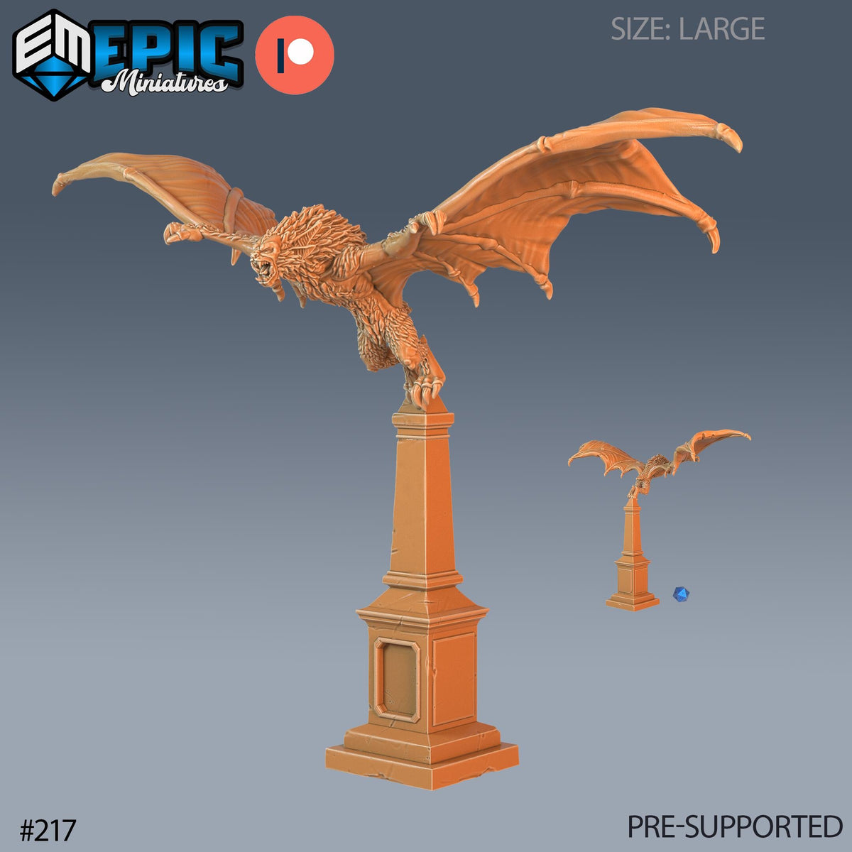 Giant Bat Option #217 front DND miniature Castle of Terror 16k resin