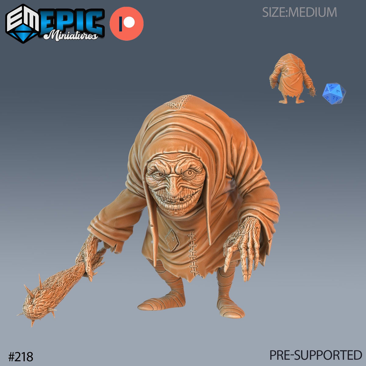 Hunchback Option #218 front DND miniature Castle of Terror 16k resin