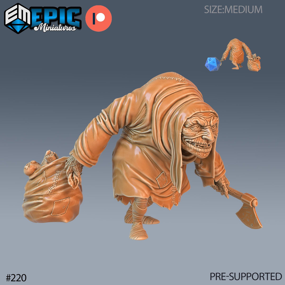 Hunchback Option #220 front DND miniature Castle of Terror 16k resin