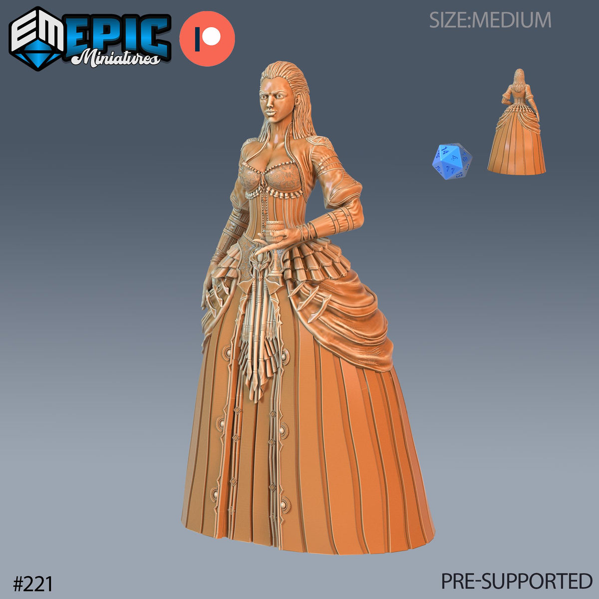 Vampire Lady Option #221 front DND miniature Castle of Terror 16k resin