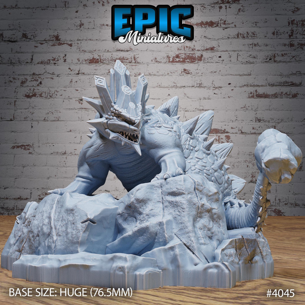 Hammertail Dinosaur Option #4045 front DND miniature Elemental Lands 16k resin