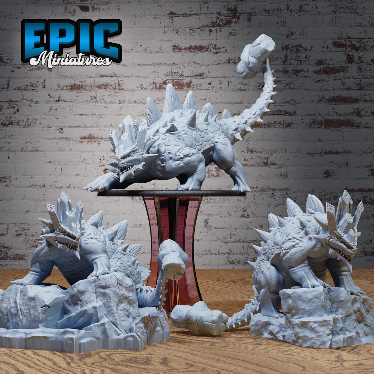 Hammertail Dinosaur Set of 3 DND miniatures group photo Elemental Lands
