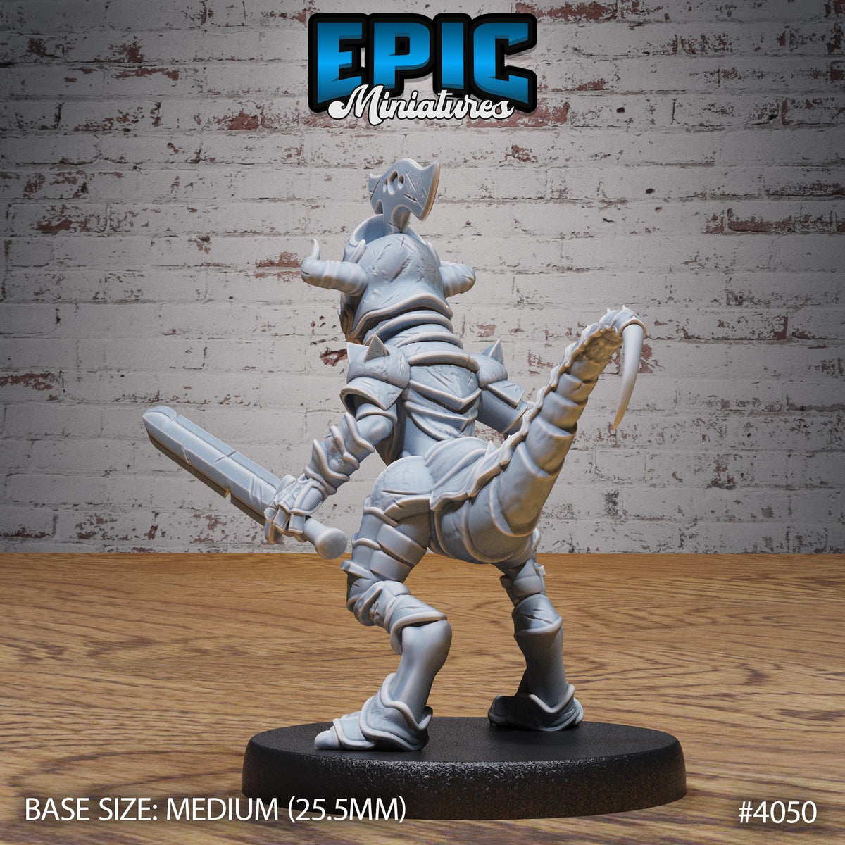 Dino Knight Option #4050 back DND miniature Elemental Lands 16k resin