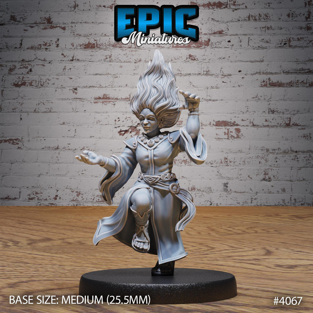 Dwarf Wind Mage Female Option #4067 front DND miniature Elemental Lands 16k resin