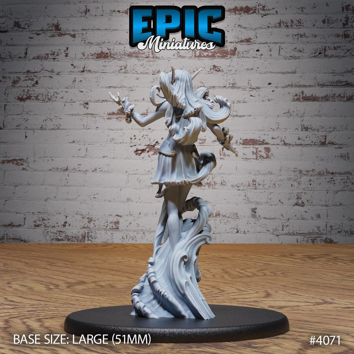 Water Elemental Female Option #4071 back DND miniature Elemental Lands 16k resin