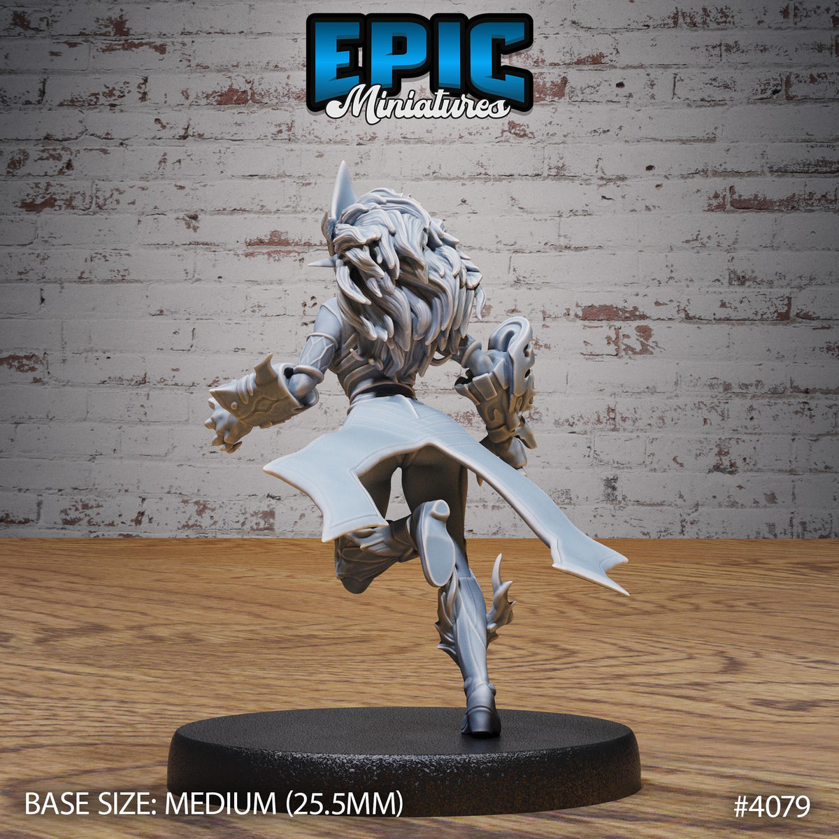 Fire Genasi Female Option #4079 back DND miniature Elemental Lands 16k resin