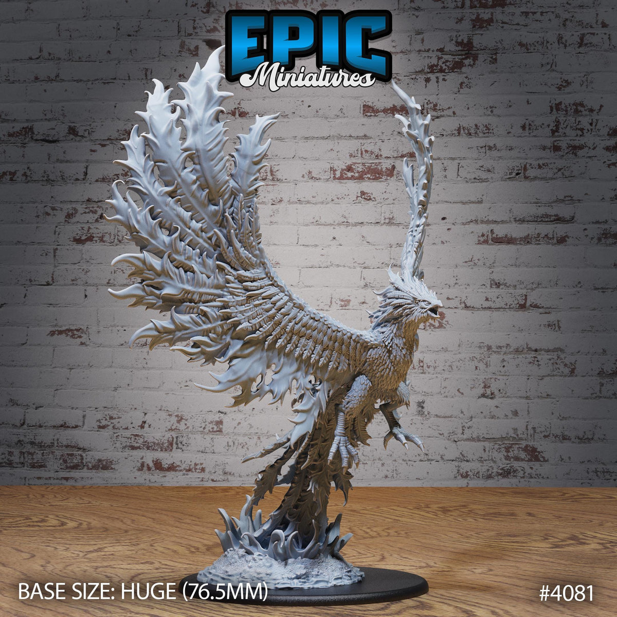 Primordial Phoenix Option #4081 front DND miniature Elemental Lands 16k resin