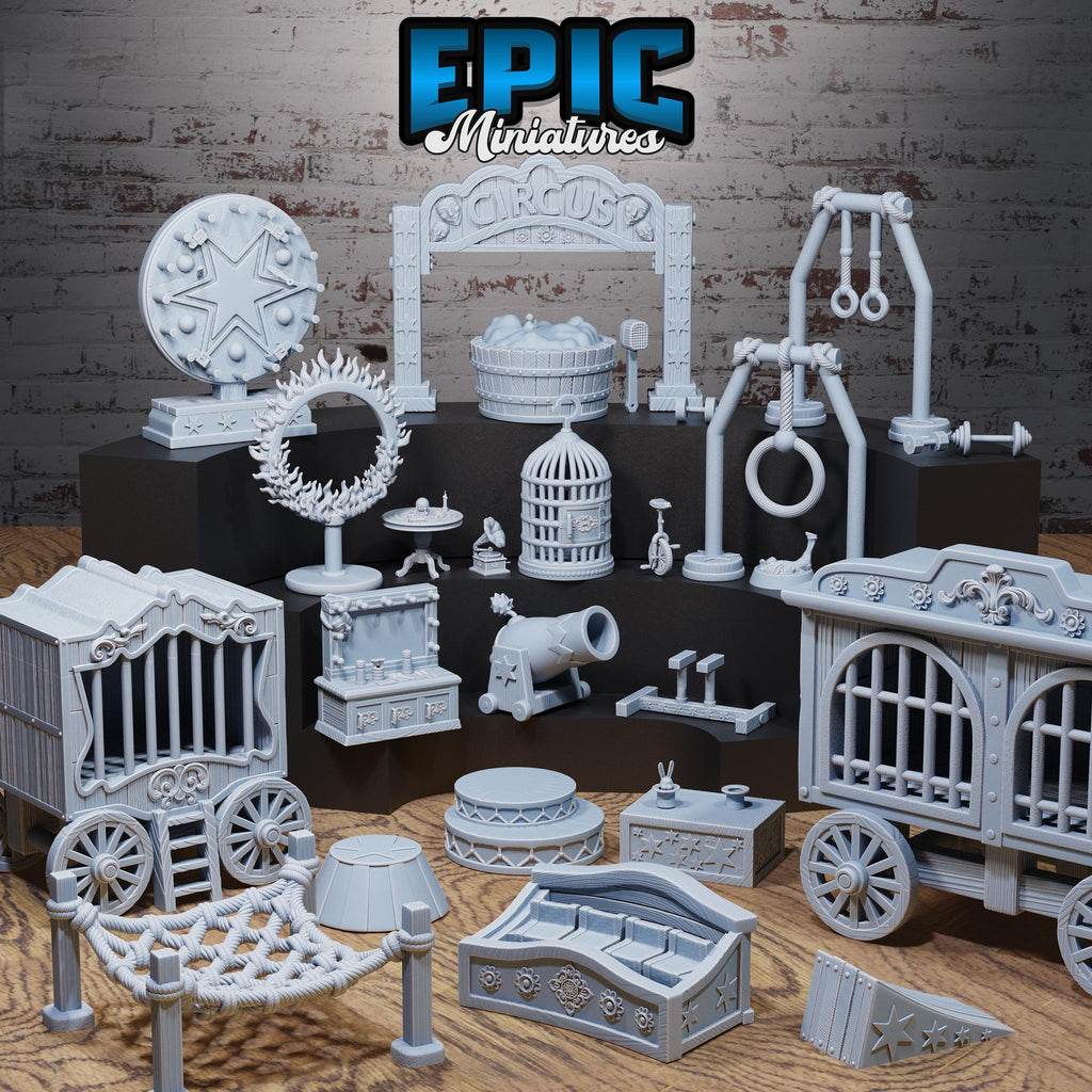 Carnival Scatter Terrain Set DND miniatures group photo Nightsky Carnival
