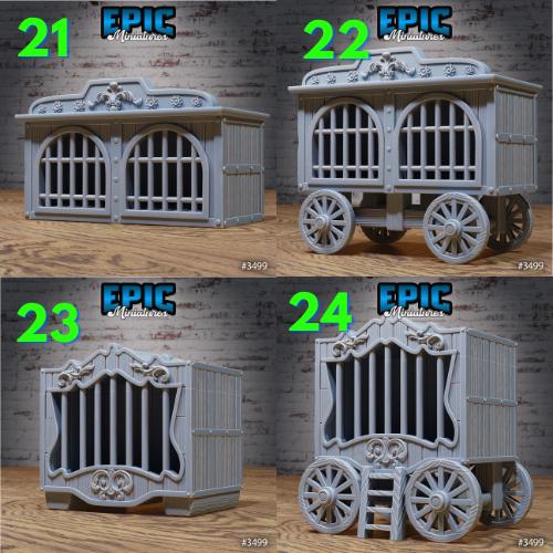 Carnival Scatter Terrain Set Option #3499 front DND miniature Nightsky Carnival 16k resin