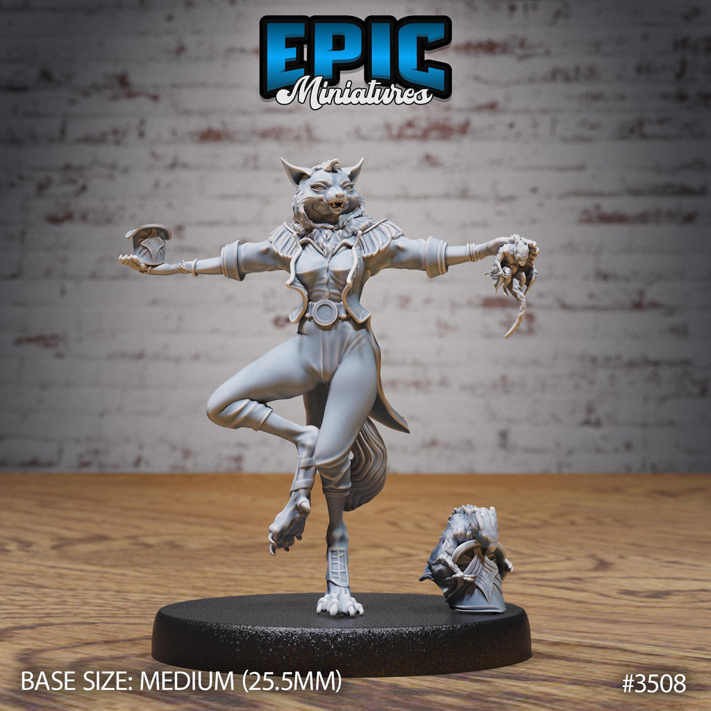 Cat Folk Magician Option #3508 front DND miniature Nightsky Carnival 16k resin