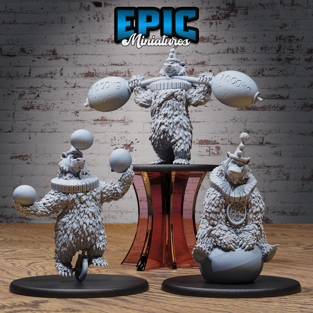 Circus Bear Set of 3 DND miniatures group photo Nightsky Carnival