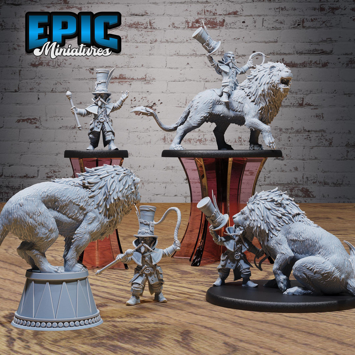 Halfling Lion Animal Tamer Set of 4 DND miniatures group photo Nightsky Carnival