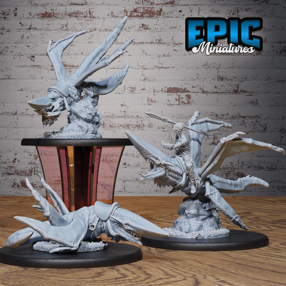Slave Lance Rider Star Shark Set of 3 DND Mini Planar Adventure Collection Dungeons and Dragons TTRPG Baldur’s Gate Spelljammer Planescape DND miniatures group photo