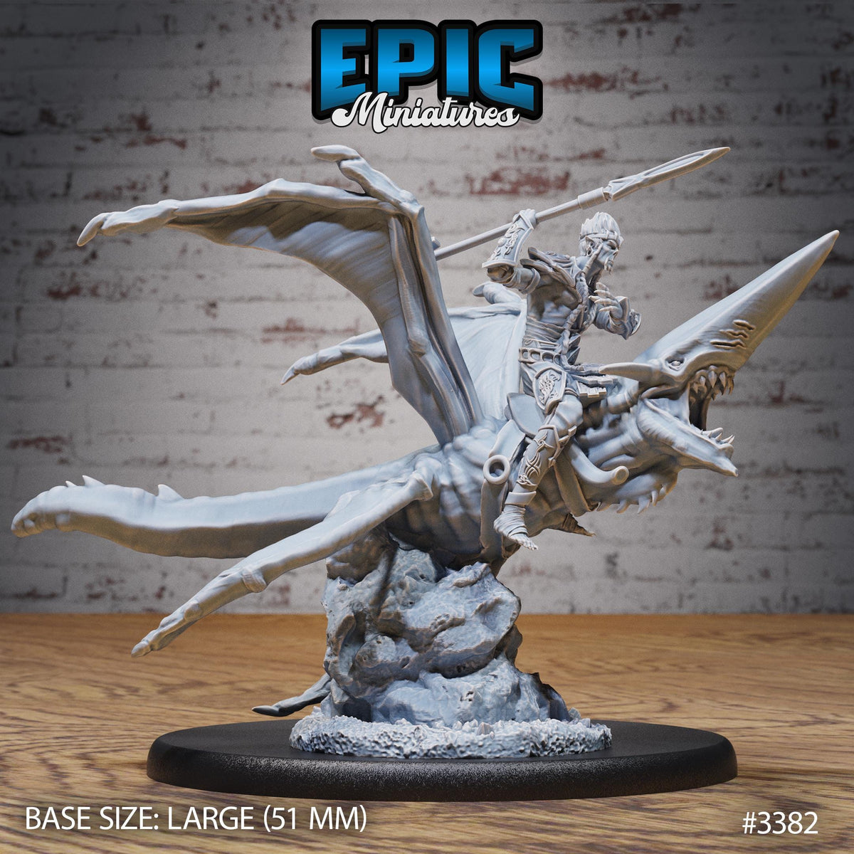 Slave Lance Rider Star Shark Set of 3 DND Mini Planar Adventure Collection Dungeons and Dragons TTRPG Baldur’s Gate Spelljammer Planescape Option #3382 front DND miniature  16k resin