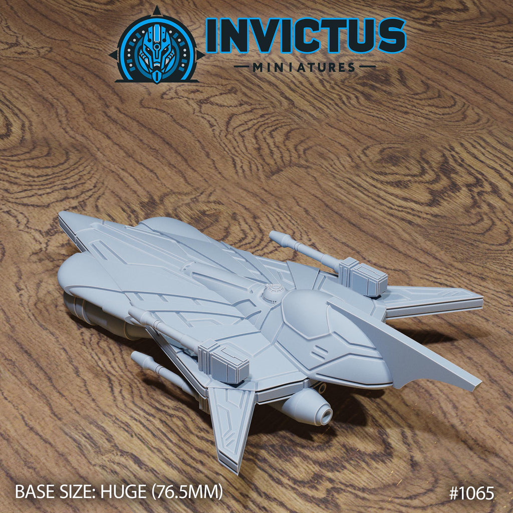 Angel Scout Spaceship DND Miniature Forgotten Frontier Collection Dungeons and Dragons-TTRPG Mini Space Wars Star Starfinder Spelljammer 6 inch length front DND miniature  16k resin