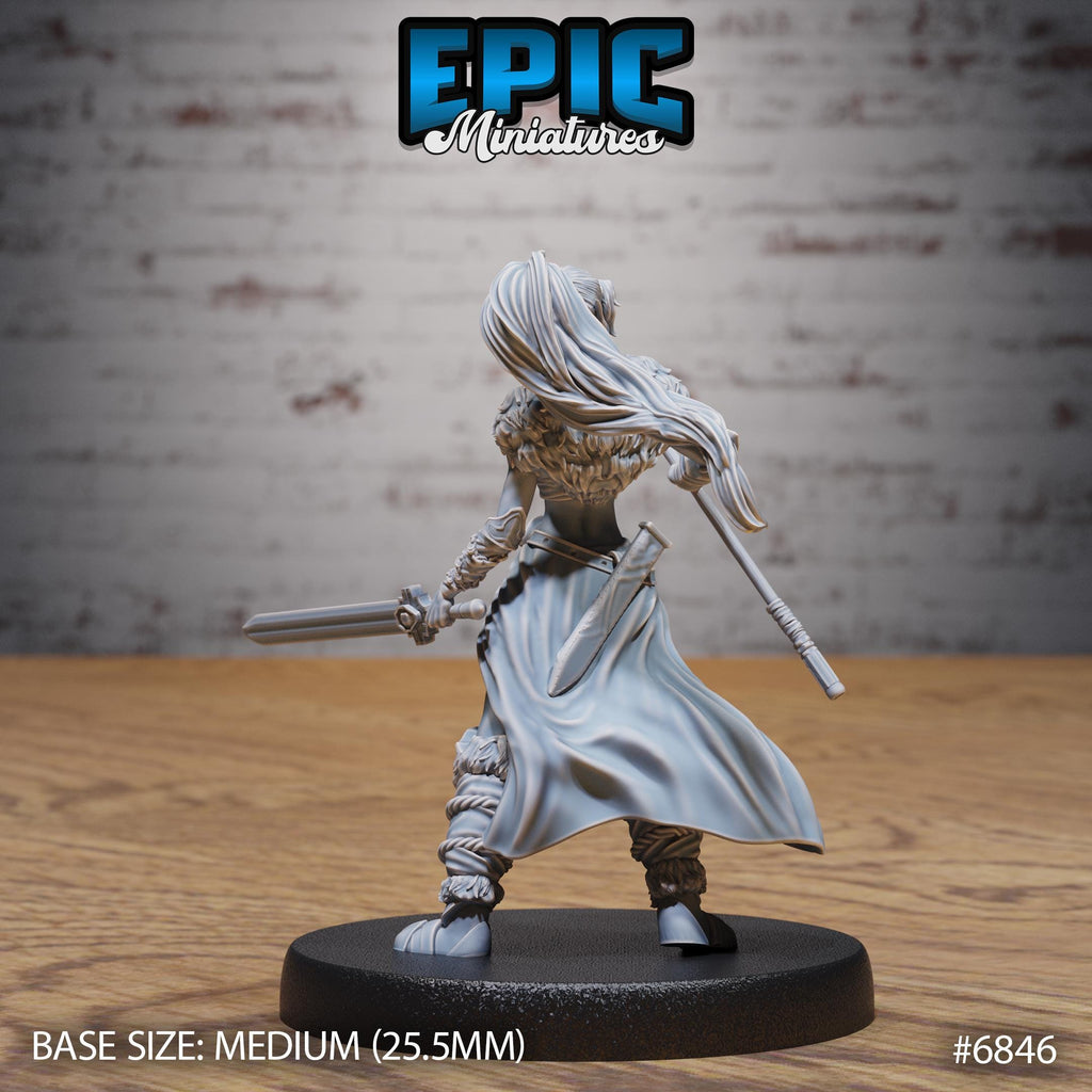 Elf Barbarian Female Option #6846 back DND miniature Norse Barbarians 16k resin