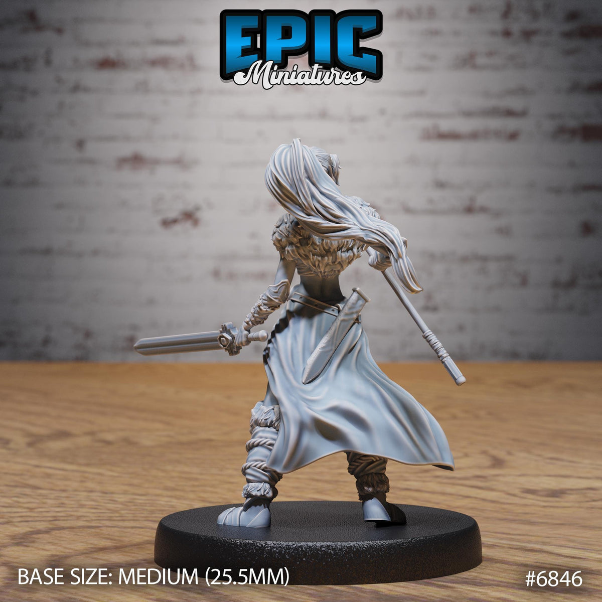 Elf Barbarian Female Option #6846 back DND miniature Norse Barbarians 16k resin
