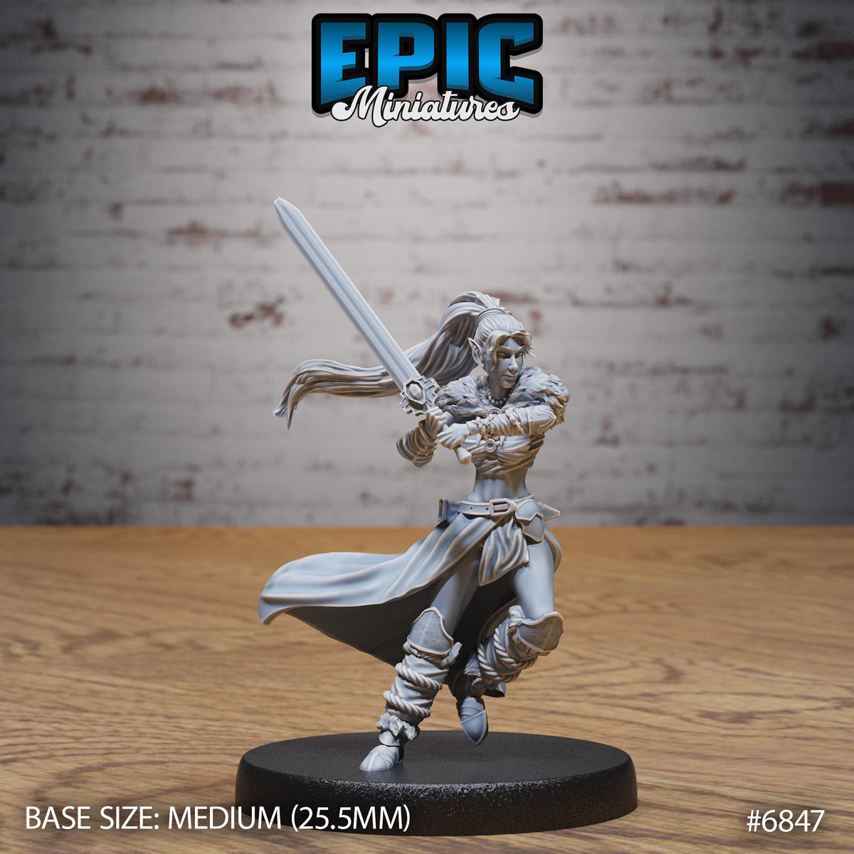 Elf Barbarian Female Option #6847 front DND miniature Norse Barbarians 16k resin